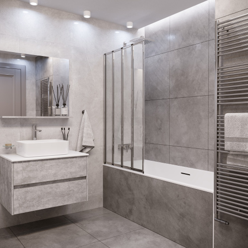 Душевая шторка на ванну Grossman GR-107 80х140 стекло прозрачное профиль хром глянцевый ориентация универсальная - фото 2